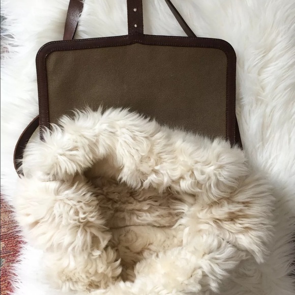 SOLD Ralph Lauren Suede Shearling Cross Body Bag - Picture 4 of 8
